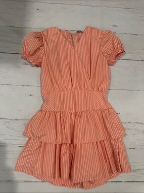 Habitual Girls orange Stripe Ruffle Dress size 14